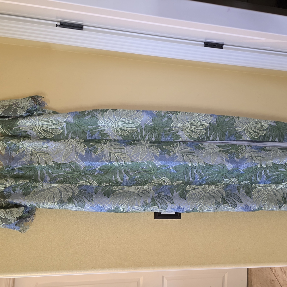 Elegant Green and Blue Floral Dress